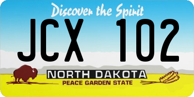 ND license plate JCX102