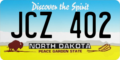 ND license plate JCZ402