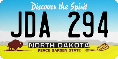 ND license plate JDA294