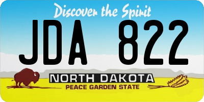 ND license plate JDA822