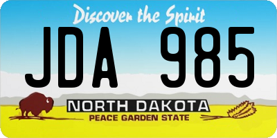 ND license plate JDA985