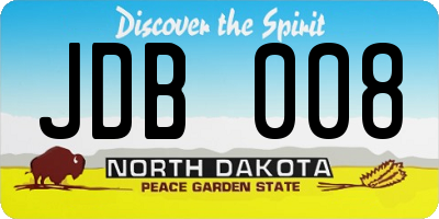 ND license plate JDB008
