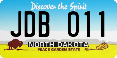 ND license plate JDB011