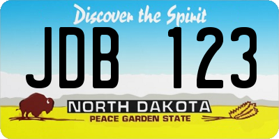 ND license plate JDB123