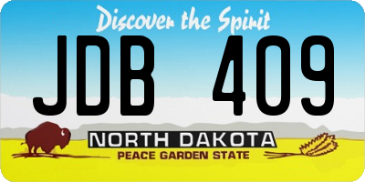 ND license plate JDB409