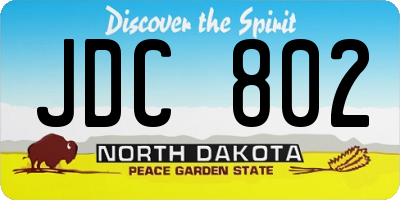 ND license plate JDC802