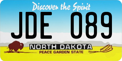 ND license plate JDE089
