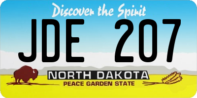 ND license plate JDE207
