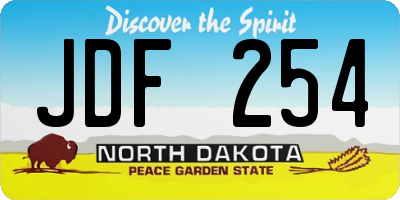ND license plate JDF254