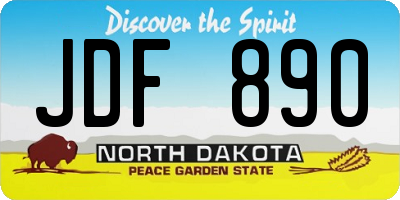 ND license plate JDF890