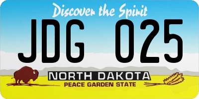 ND license plate JDG025