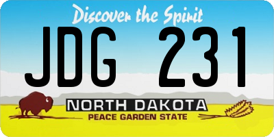 ND license plate JDG231