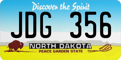 ND license plate JDG356