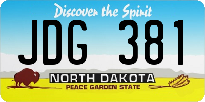 ND license plate JDG381
