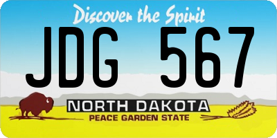 ND license plate JDG567