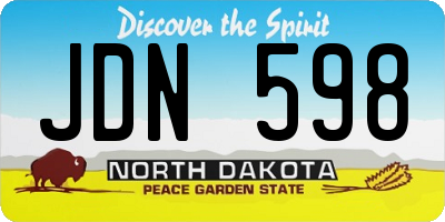 ND license plate JDN598