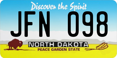 ND license plate JFN098