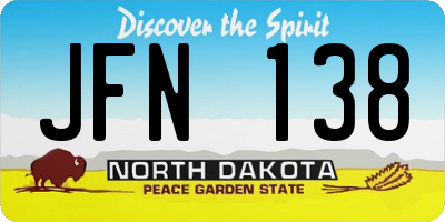 ND license plate JFN138