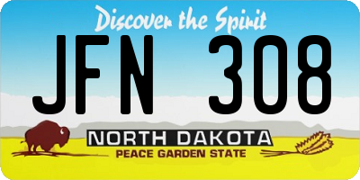 ND license plate JFN308