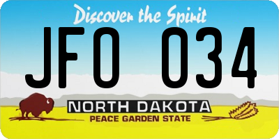 ND license plate JFO034
