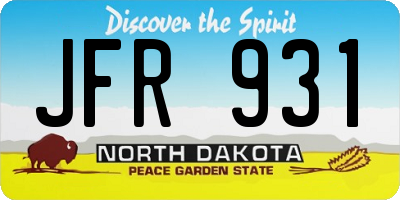 ND license plate JFR931