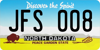 ND license plate JFS008