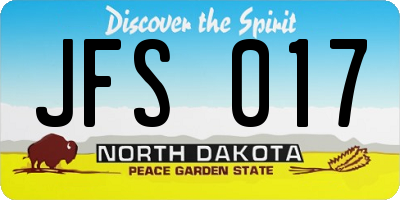 ND license plate JFS017