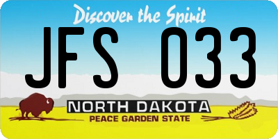 ND license plate JFS033