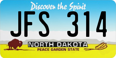 ND license plate JFS314