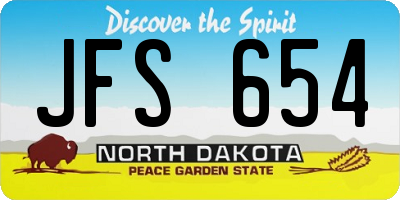 ND license plate JFS654