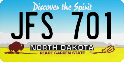 ND license plate JFS701