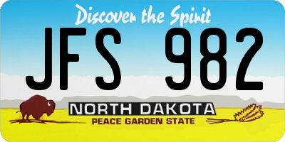 ND license plate JFS982