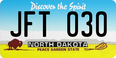 ND license plate JFT030