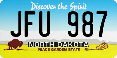 ND license plate JFU987
