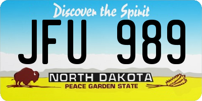 ND license plate JFU989