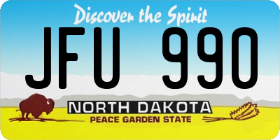 ND license plate JFU990