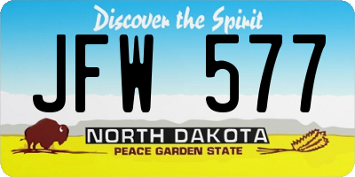ND license plate JFW577
