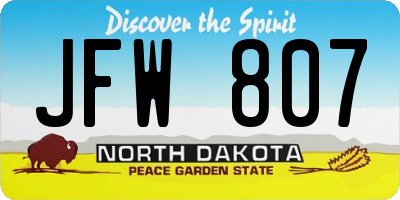 ND license plate JFW807