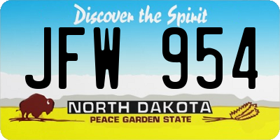 ND license plate JFW954