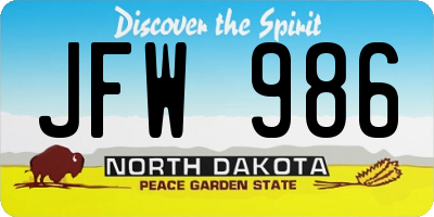 ND license plate JFW986