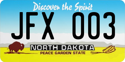 ND license plate JFX003