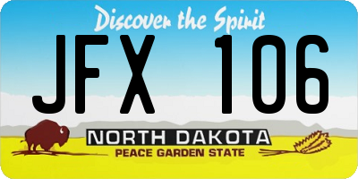 ND license plate JFX106