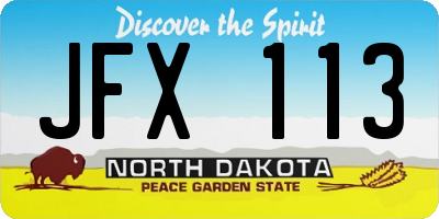 ND license plate JFX113