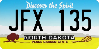 ND license plate JFX135