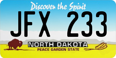 ND license plate JFX233