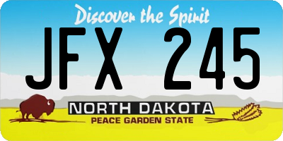 ND license plate JFX245