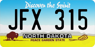 ND license plate JFX315