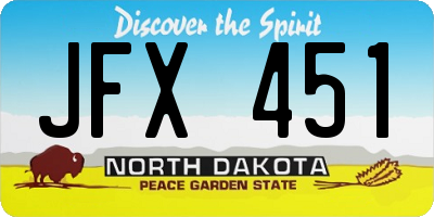 ND license plate JFX451