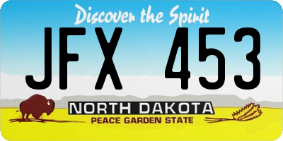 ND license plate JFX453