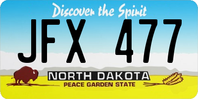 ND license plate JFX477